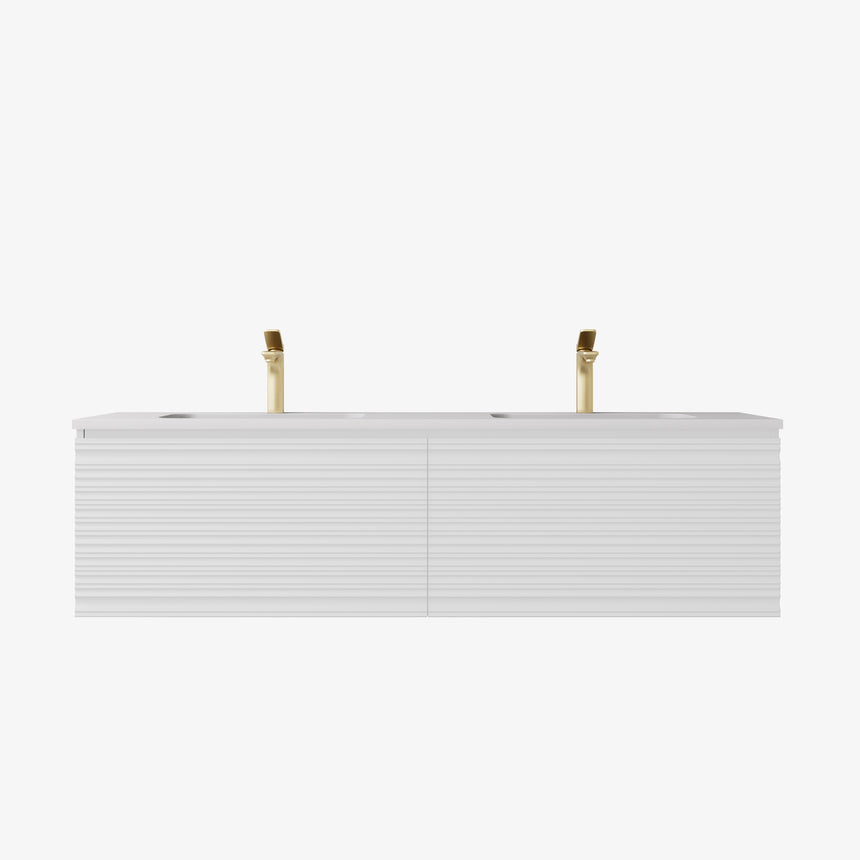 Sedona Fluted Wall Hung Cabinet Matte White