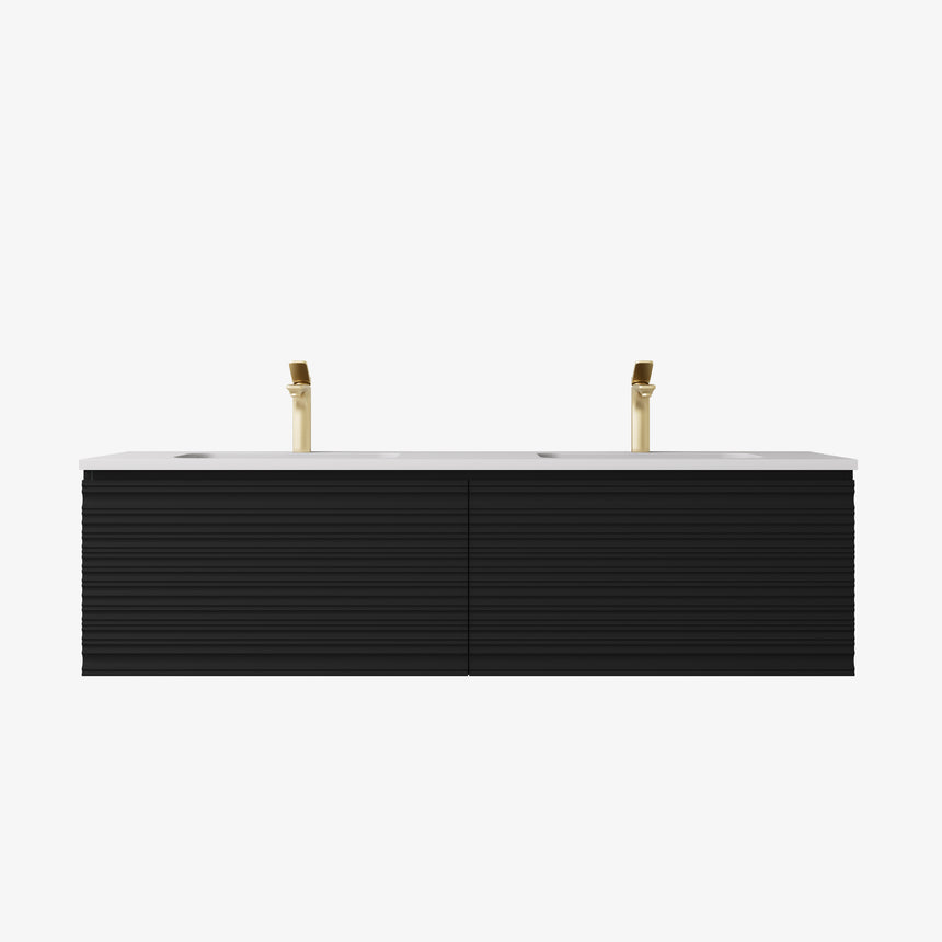 Sedona Fluted Wall Hung Cabinet Matte Black