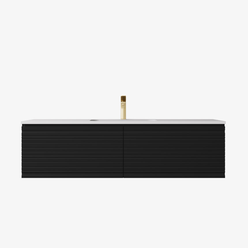 Sedona Fluted Wall Hung Cabinet Matte Black