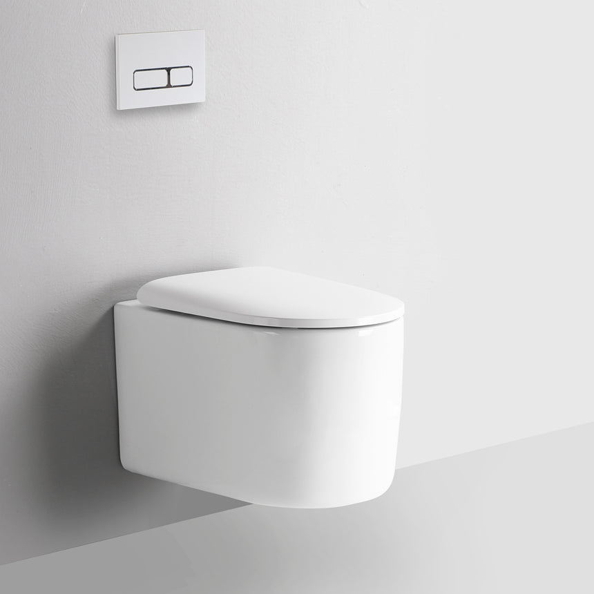 Lukka Devito Tornado rimless wall-hung porcelain toilet pan in gloss white by Tilemall