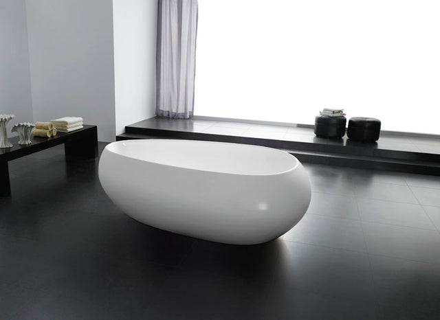 Lukka Voga Acrylic Freestanding bath Overflow 1700mm Gloss White by Tilemall
