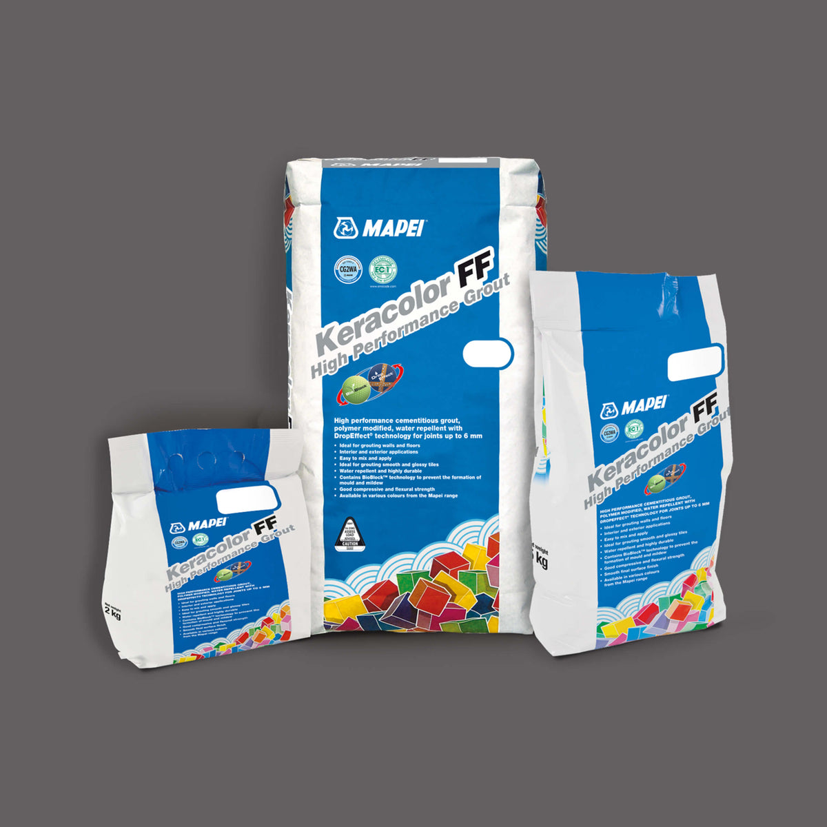 Mapei Keracolor FF 5kg 5kg London Grey tile grout in three pack sizes by Tilemall