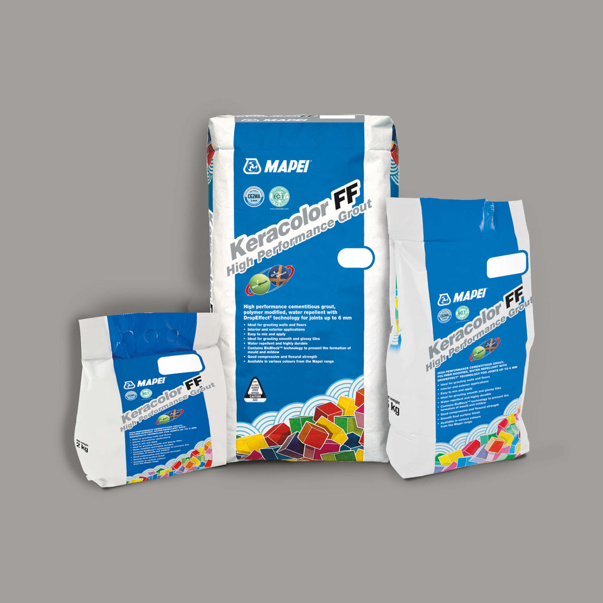 Mapei Keracolor FF 5kg 5kg medium grey tile grout in three pack sizes by Tilemall