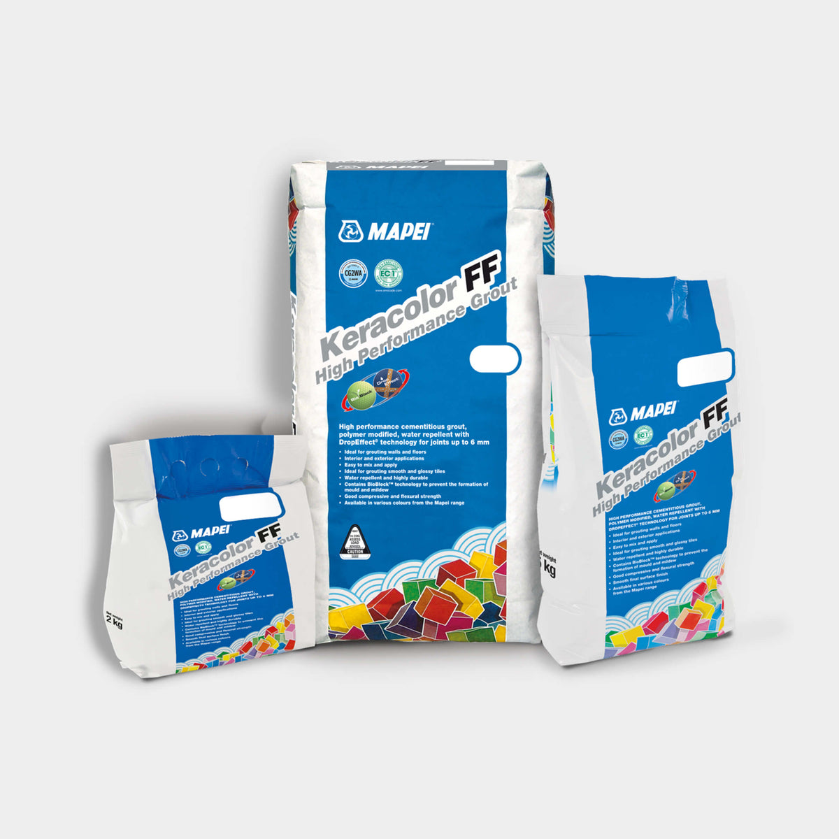 Mapei Keracolor FF 5kg 5kg silver grey grout pack by Tilemall, high-performance cementitious tile grout