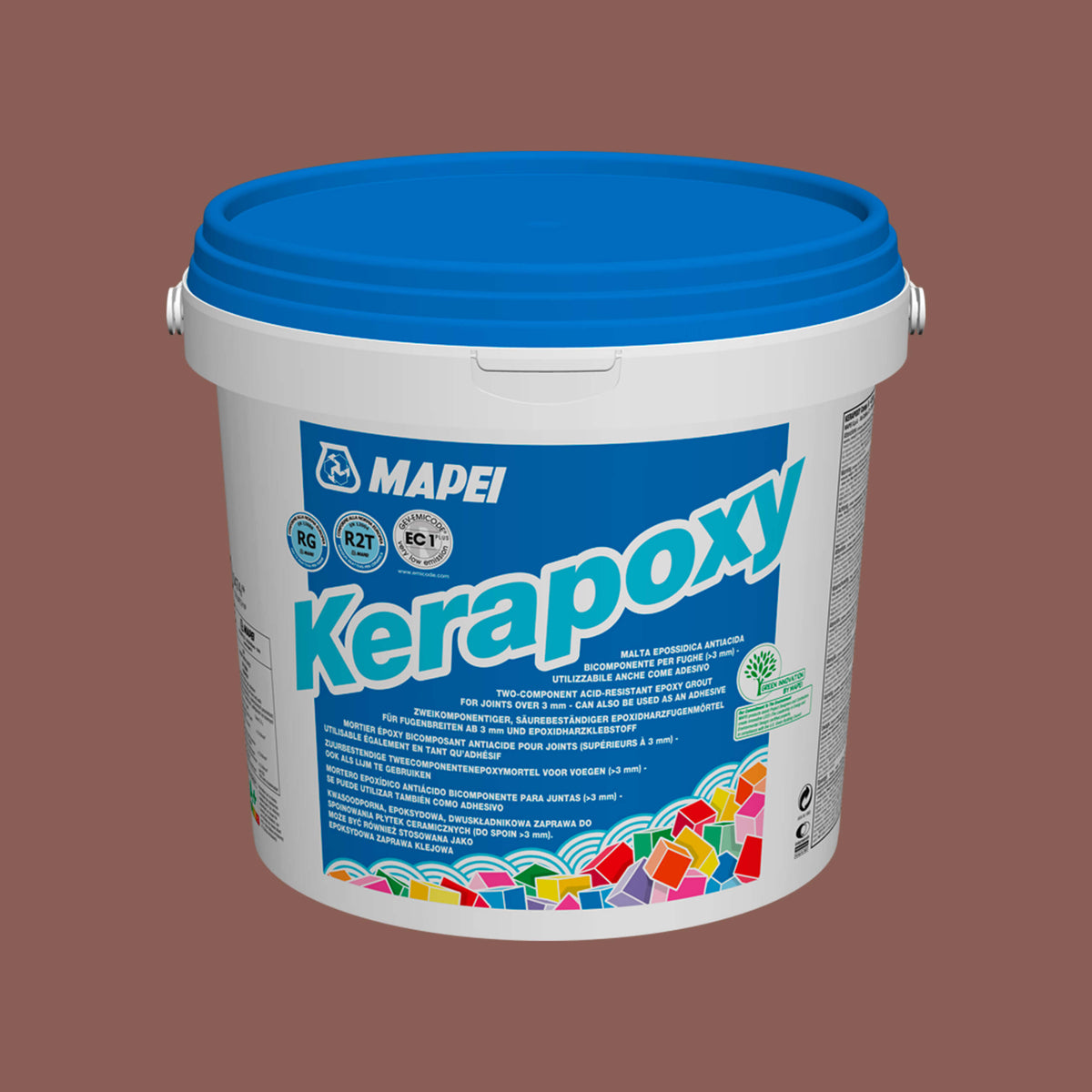 Mapei Kerapoxy 10kg epoxy grout 10kg terracotta 143 by Tilemall, white bucket with blue lid