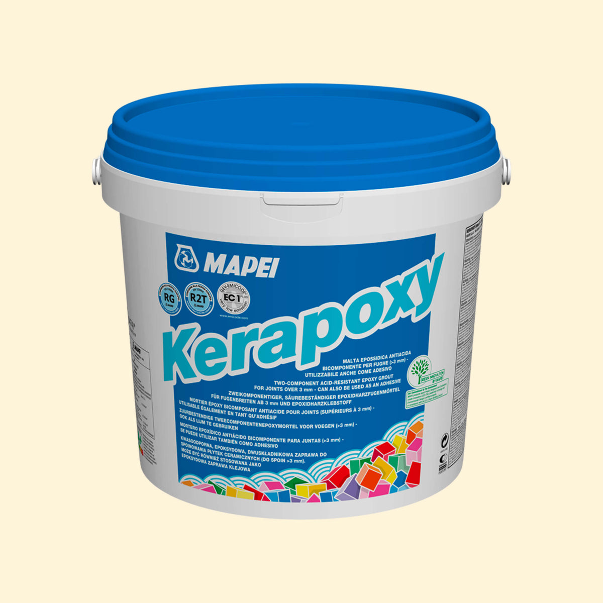 Mapei Kerapoxy 10kg vanilla epoxy grout by Tilemall, white bucket with blue lid