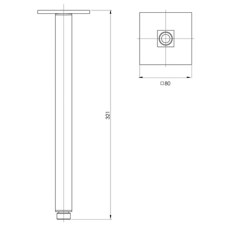LE6091_Lexi_Ceiling_Arm_300mm_Line_Drawing