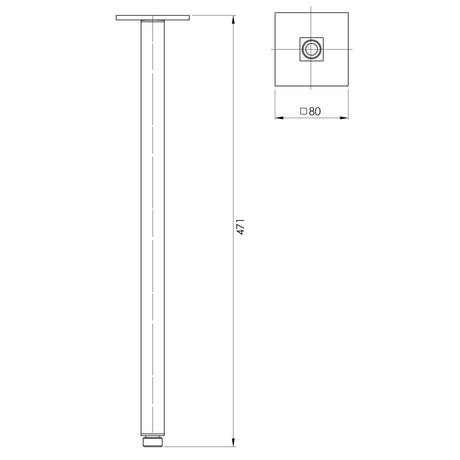 LE6092_Lexi_Ceiling_Arm_450mm_Line_Drawing
