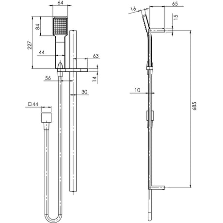 LE685_Lexi_Deluxe_Rail_Shower_Line_Drawing