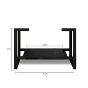 Technical dimensions diagram for Otti Marlo 600mm vanity with polyurethane matte black legs by Tilemall