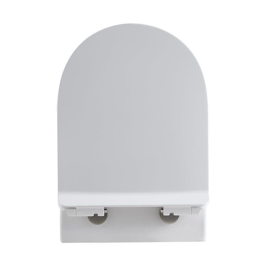 Close-up of Lukka Agena toilet seat underside showing soft-close hinge brackets by Tilemall