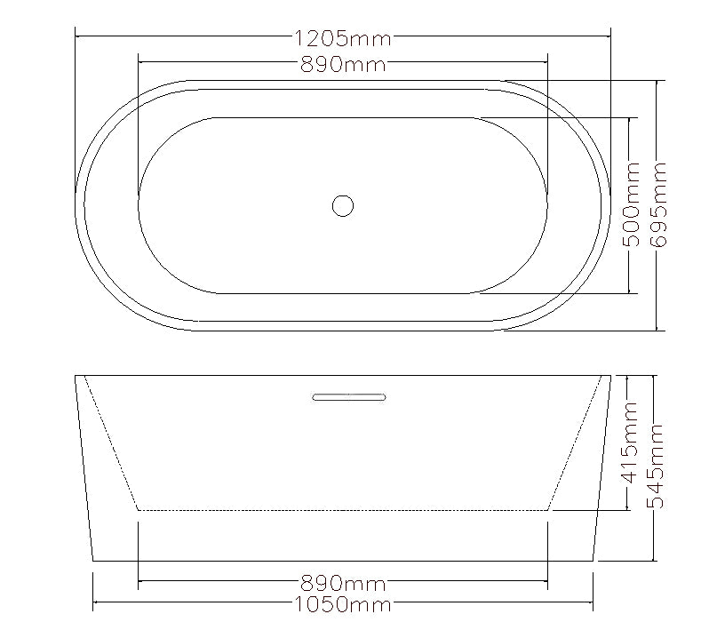 Lukka Agena Acrylic Freestanding bath Overflow 1205mm Gloss White by Tilemall