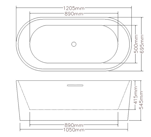 Lukka Agena Acrylic Freestanding bath Overflow 1205mm Gloss White by Tilemall