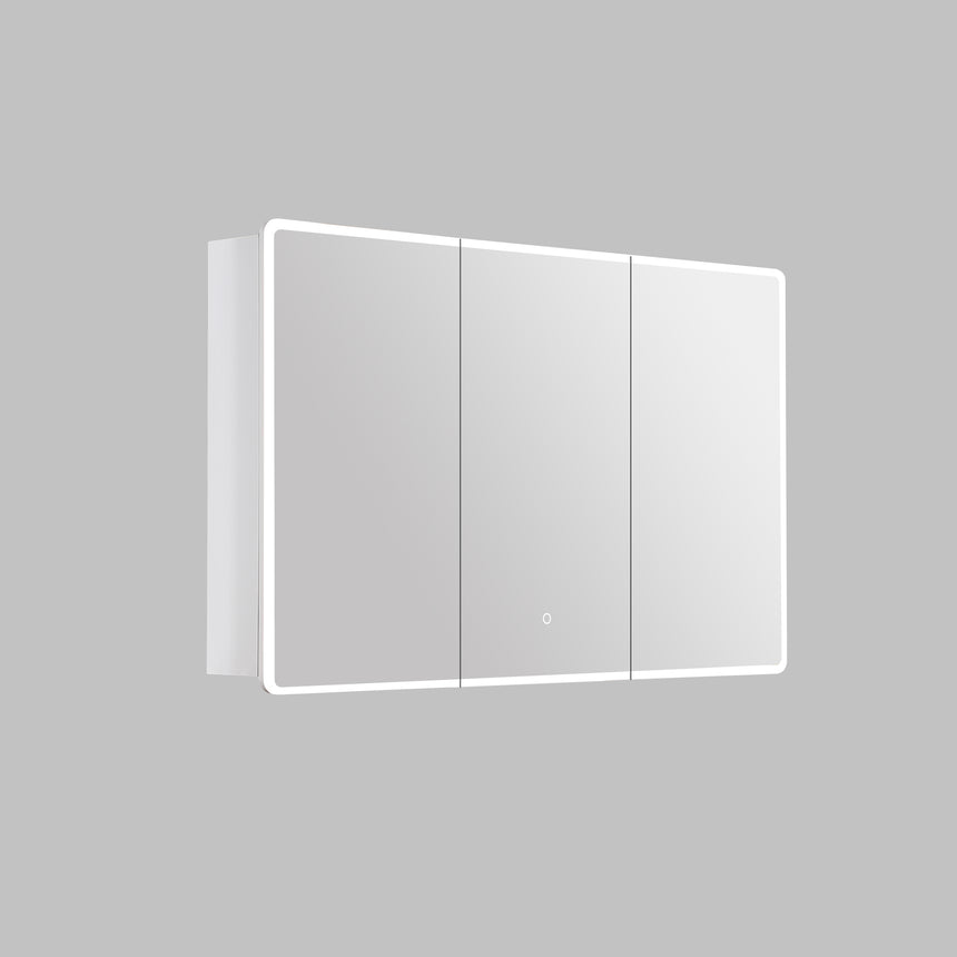 Lukka Avola PVC Triple LED Shaving Cabinet Avola 900x700mm three-door LED shaving cabinet matte white by Tilemall