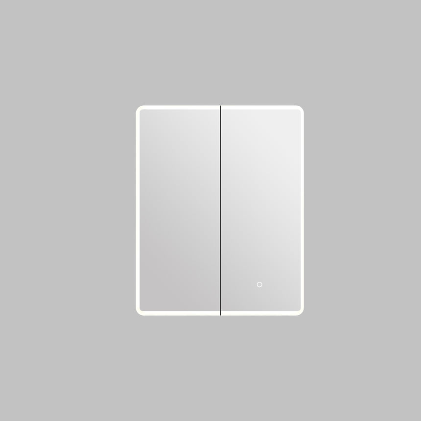 Lukka Avola PVC Triple LED Shaving Cabinet Avola two-door LED shaving cabinet matte white with mirror glass doors by Tilemall