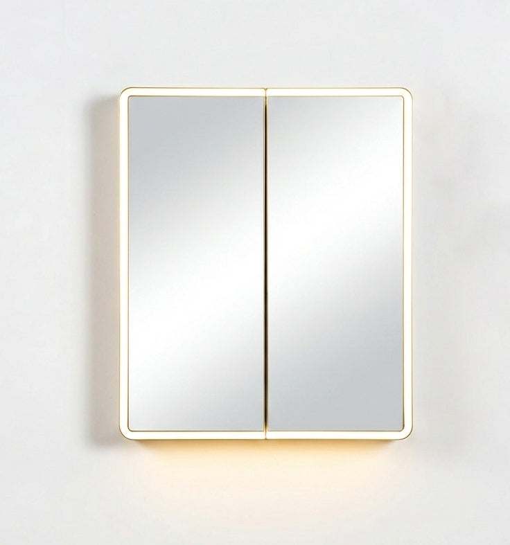 Lukka Avola PVC Triple LED Shaving Cabinet Avola 600x750mm two-door LED shaving cabinet matte white by Tilemall