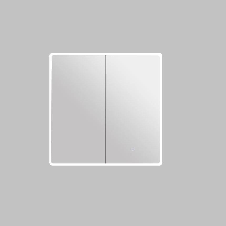 Lukka Avola PVC Triple LED Shaving Cabinet Avola two-door LED shaving cabinet matte white with touch sensor by Tilemall