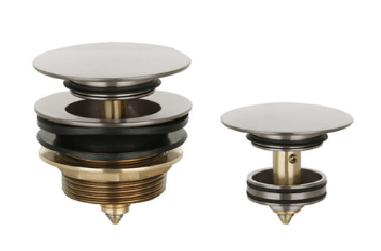 Lukka 40mm non-overflow pop-up waste brushed nickel by Tilemall, assembled and disassembled components