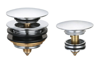 Lukka pop-up waste brushed nickel and gold finishes side-by-side comparison by Tilemall