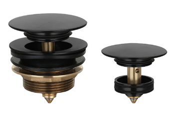 Lukka 40mm pop-up waste matte black finish with brass stem and pull-out basket mechanism by Tilemall