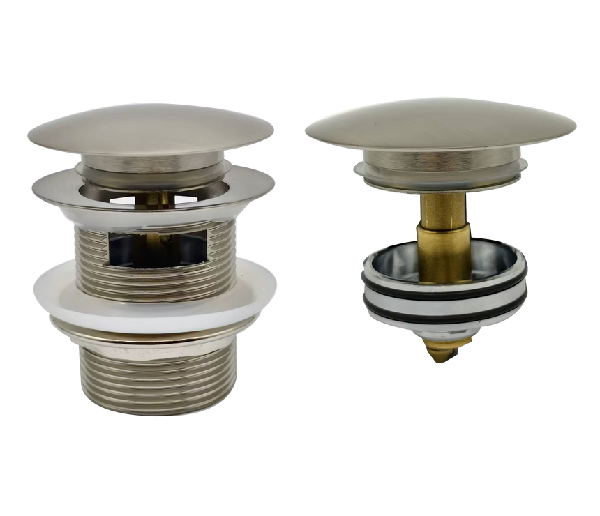 Lukka pop-up waste technical specifications diagram showing 70mm cap, 68mm basin diameter, 65mm height by Tilemall