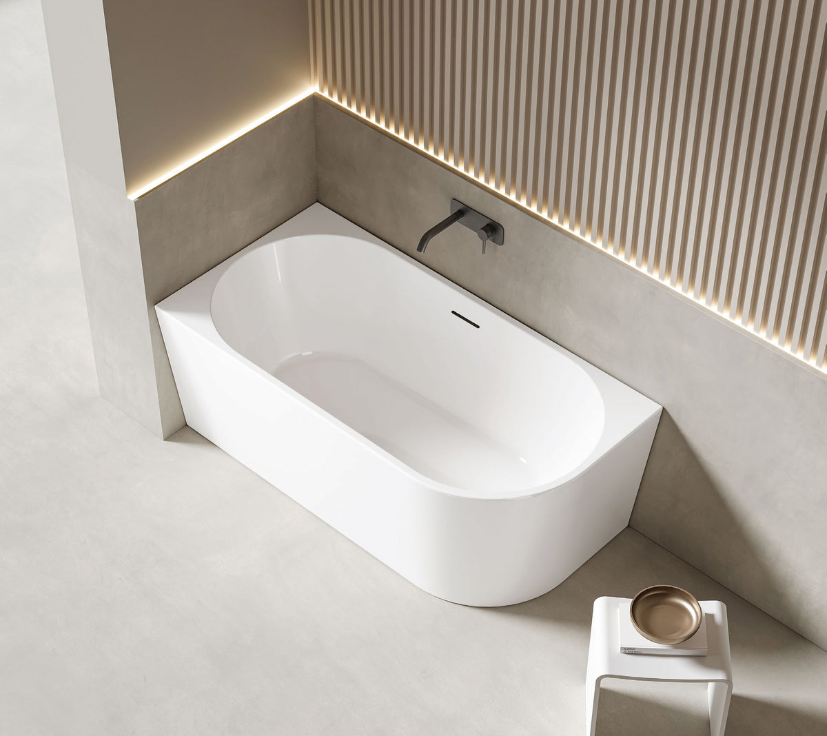 Lukka Bingie Skirt Bath Left Corner Overflow 1700mm Matt White by Tilemall