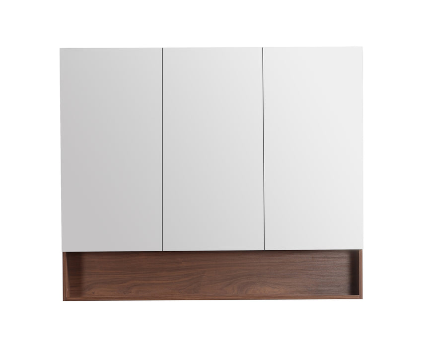 Lukka Clark Plywood 900mm three-door shaving cabinet by Tilemall with white mirrored glass doors