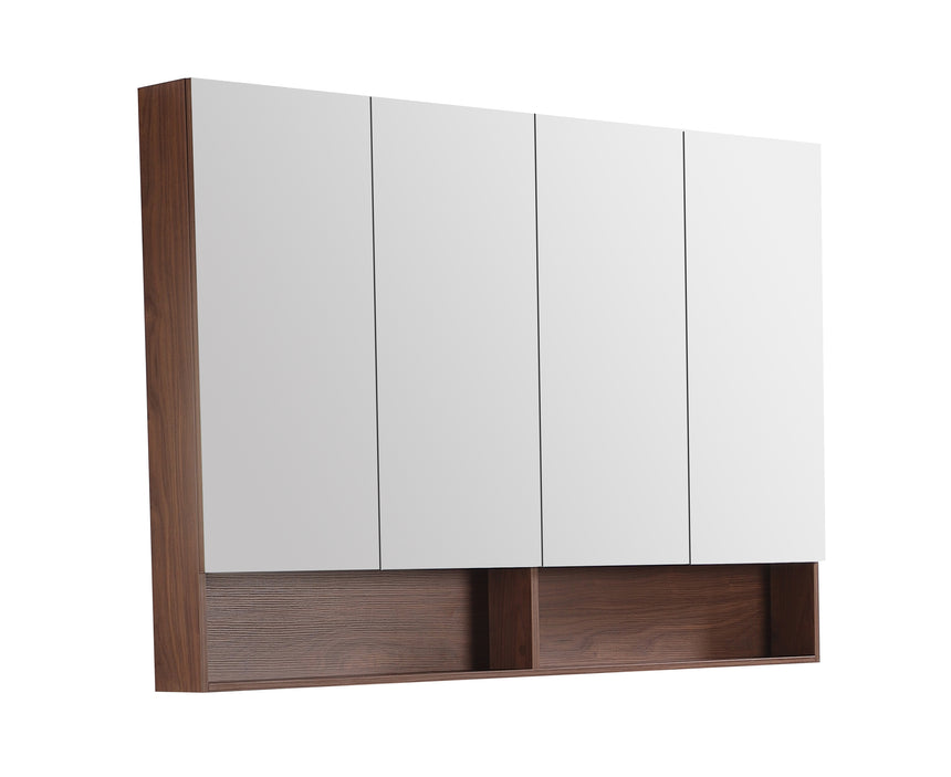 Lukka Clark Plywood 1200mm four-door shaving cabinet by Tilemall with mirrored doors and open shelf base