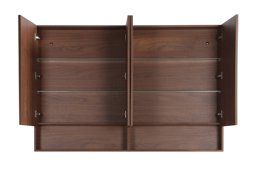 Lukka Clark Plywood Shaving Cabinet clark Plywood 1200mm cabinet front view showing four mirrored door panels and mocha by Tilemall