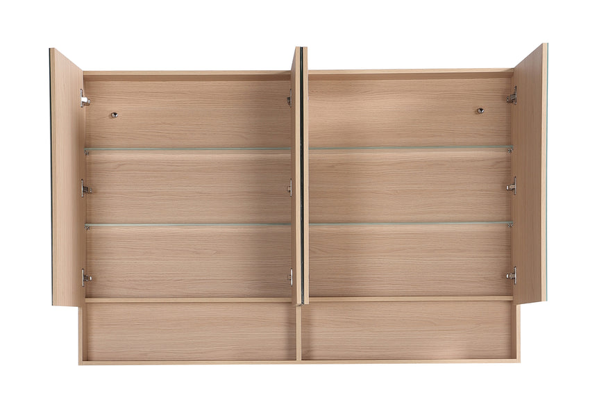 Lukka Clark Plywood Shaving Cabinet interior view of Clark Plywood 1200mm cabinet showing multiple adjustable glass by Tilemall