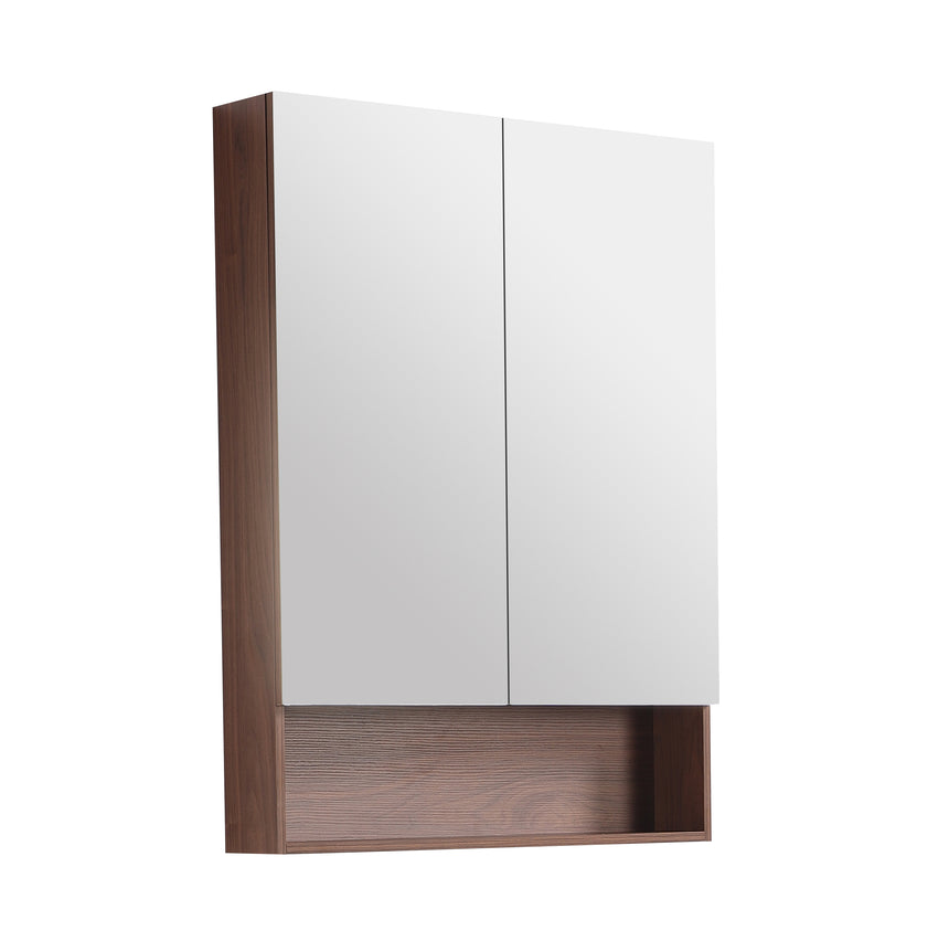 Lukka Clark Plywood Shaving Cabinet clark Plywood cabinet side angle showing mocha oak woodmatte construction by Tilemall