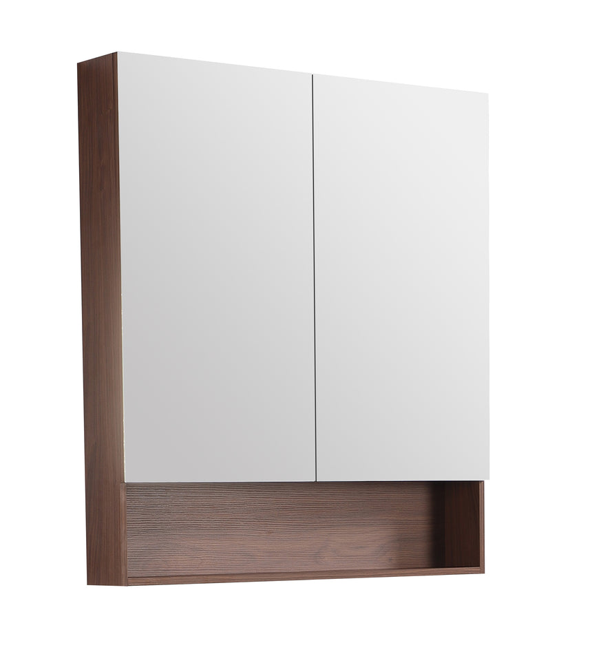 Lukka Clark Plywood Shaving Cabinet clark Plywood 750mm cabinet front view showing dual mirror panels and mocha by Tilemall