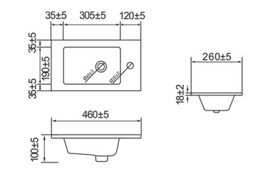 Crete Ceramic Counter Top For Alpha and Camden Mini Vanities