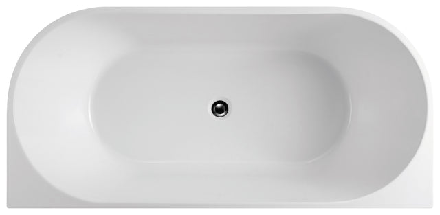 Lukka Dover Back to Wall Freestanding bath None Overflow 1700mm Gloss White by Tilemall