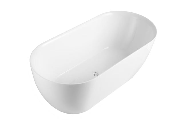 Lukka Ellips Slim Acrylic Freestanding bath None Overflow 1600mm Gloss White by Tilemall