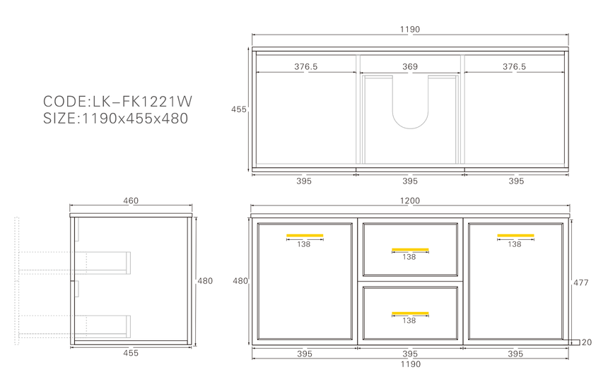 Kingsley Federation Wall Hung Cabinet Matte Black