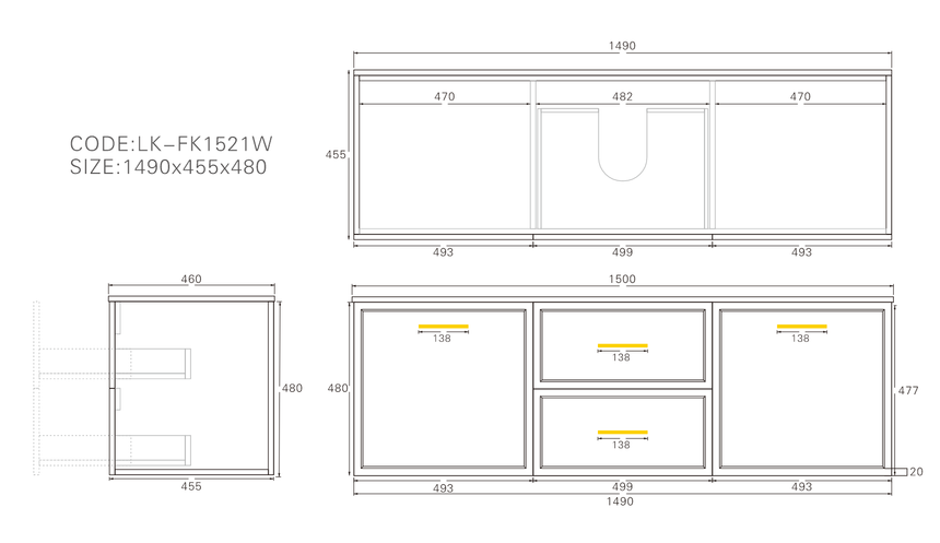 Kingsley Federation Wall Hung Cabinet Matte Black