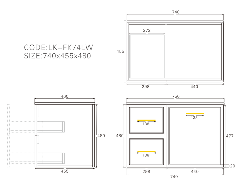 Kingsley Federation Wall Hung Cabinet Matte Black