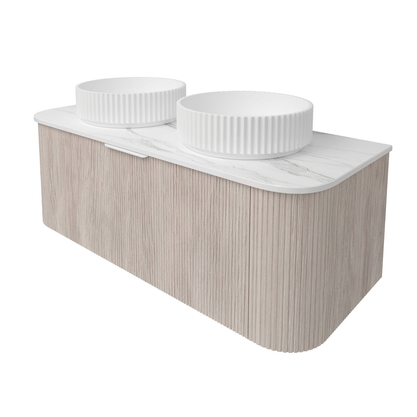 Agena Fluted Wood Grain Wall Hung Cabinet Coastal Oak