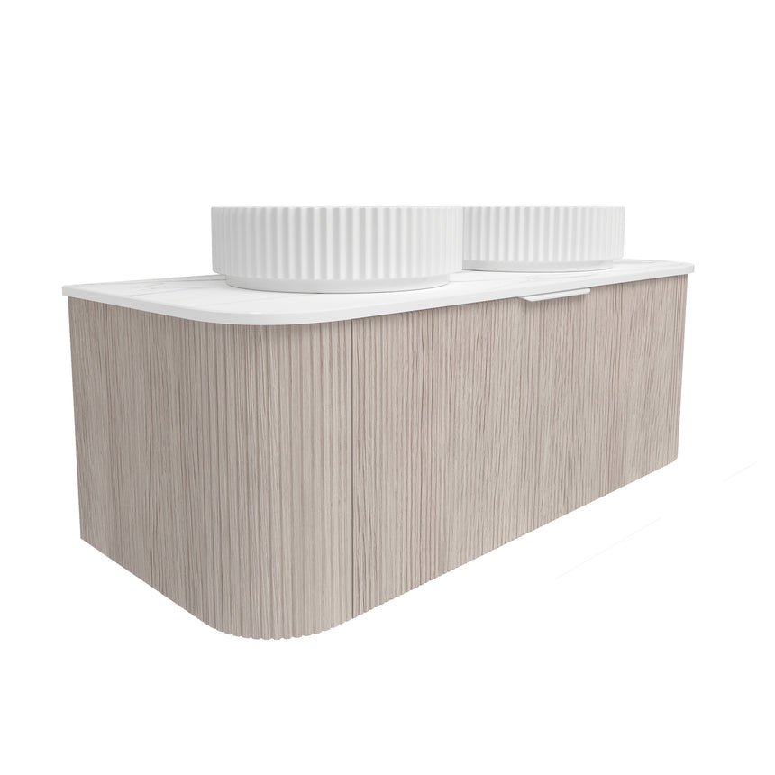Agena Fluted Wood Grain Wall Hung Cabinet Coastal Oak