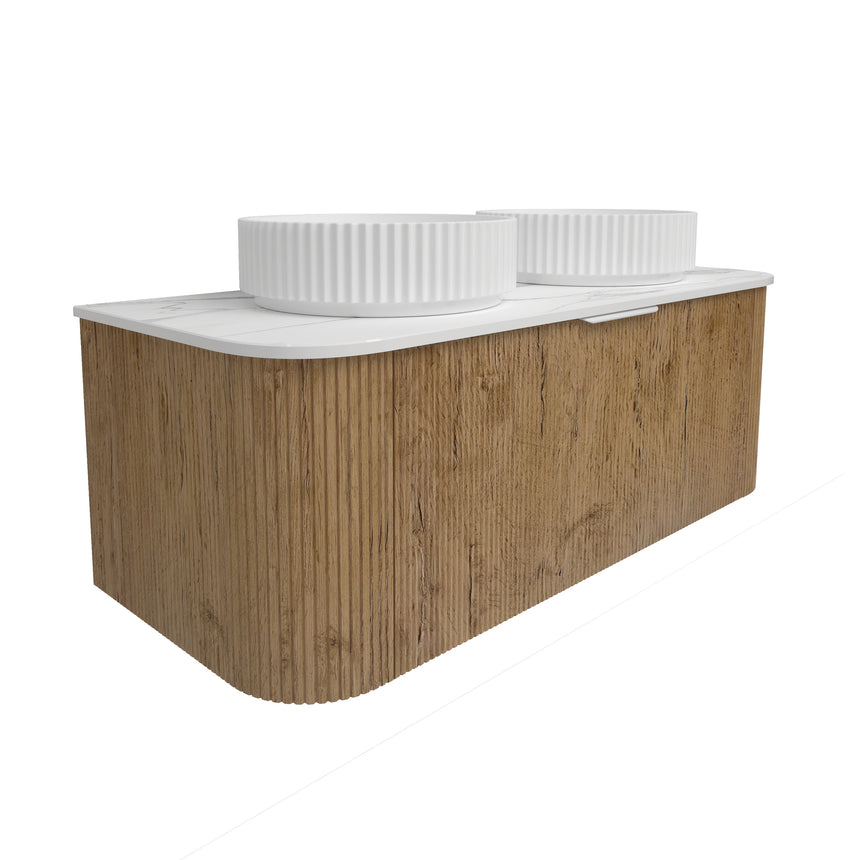 Agena Fluted Wood Grain Wall Hung Cabinet Prime Oak