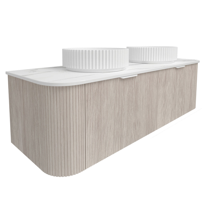 Agena Fluted Wood Grain Wall Hung Cabinet Coastal Oak
