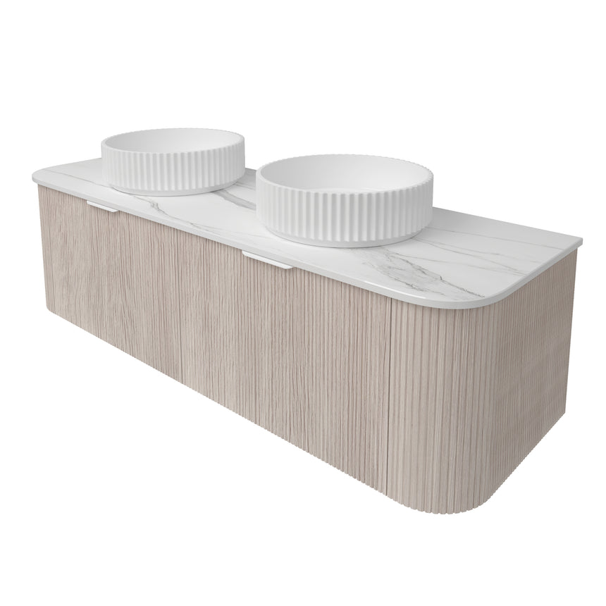 Agena Fluted Wood Grain Wall Hung Cabinet Coastal Oak