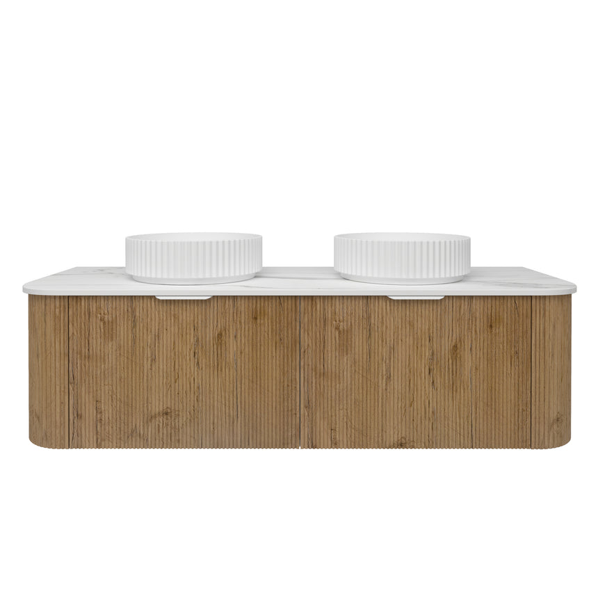 Agena Fluted Wood Grain Wall Hung Cabinet Prime Oak