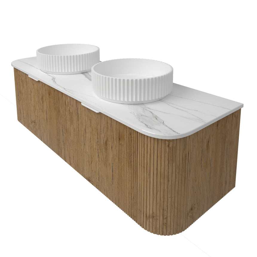 Agena Fluted Wood Grain Wall Hung Cabinet Prime Oak