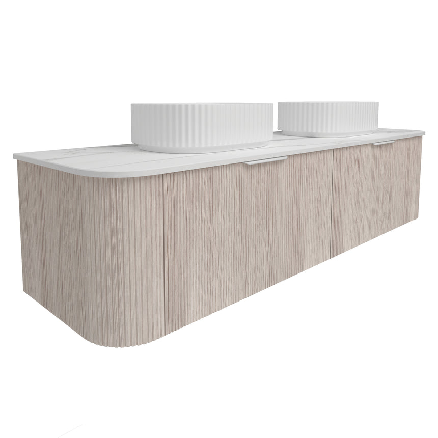Agena Fluted Wood Grain Wall Hung Cabinet Coastal Oak