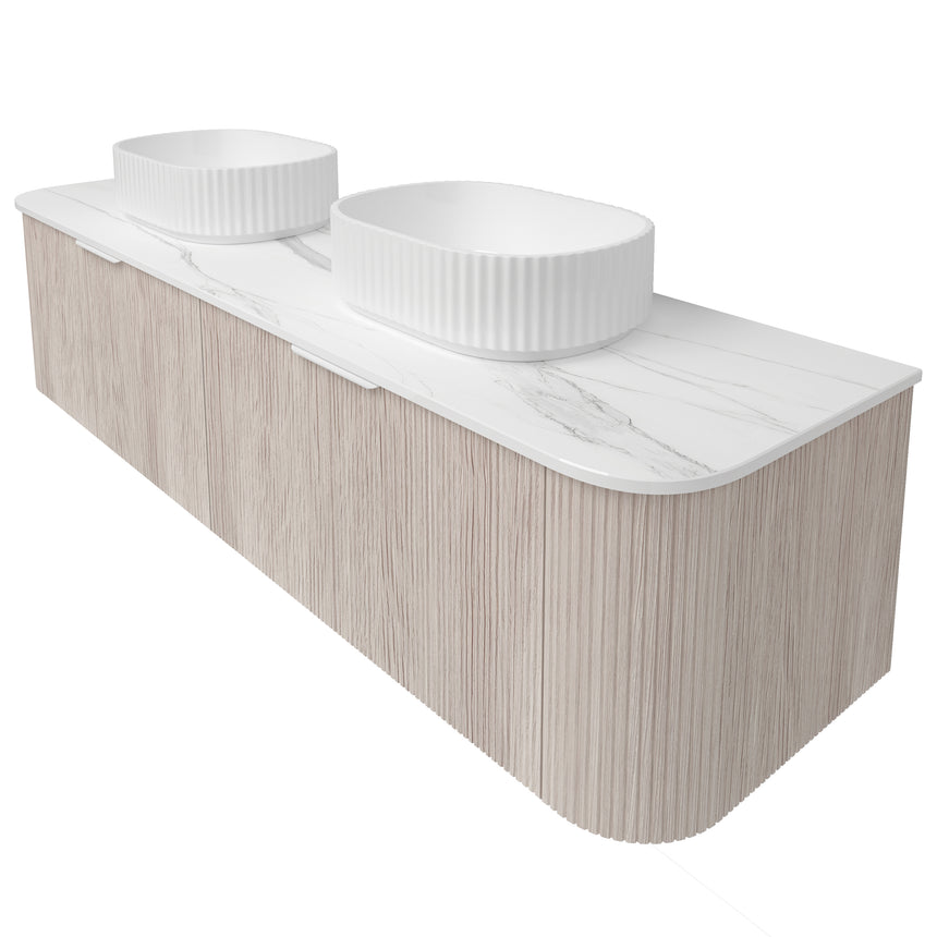 Agena Fluted Wood Grain Wall Hung Cabinet Coastal Oak