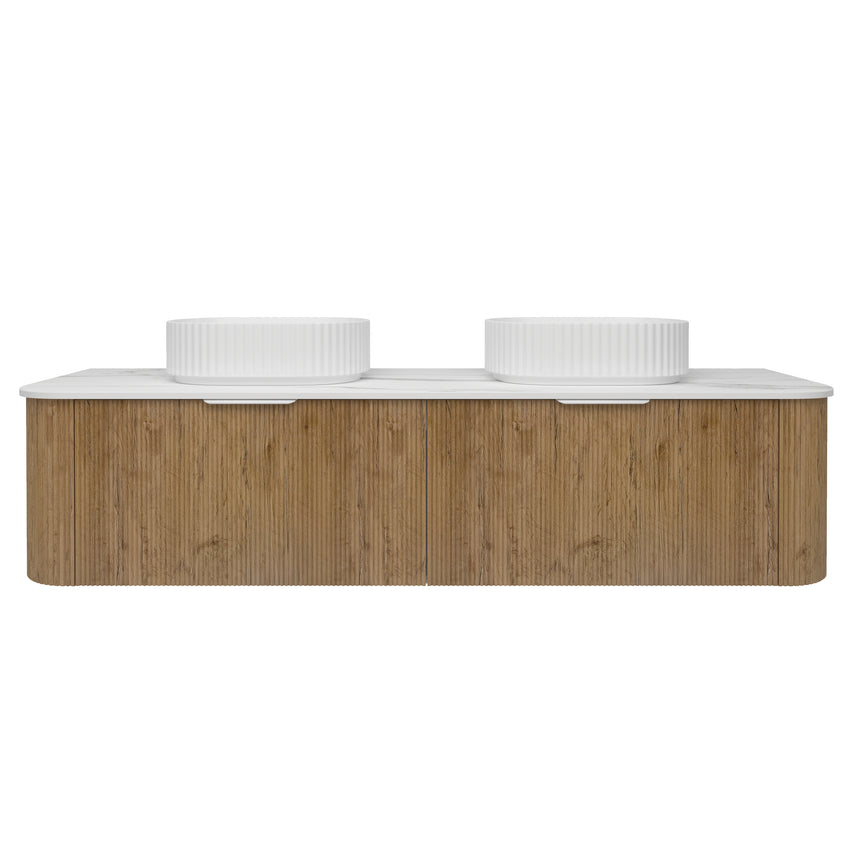 Agena Fluted Wood Grain Wall Hung Cabinet Prime Oak