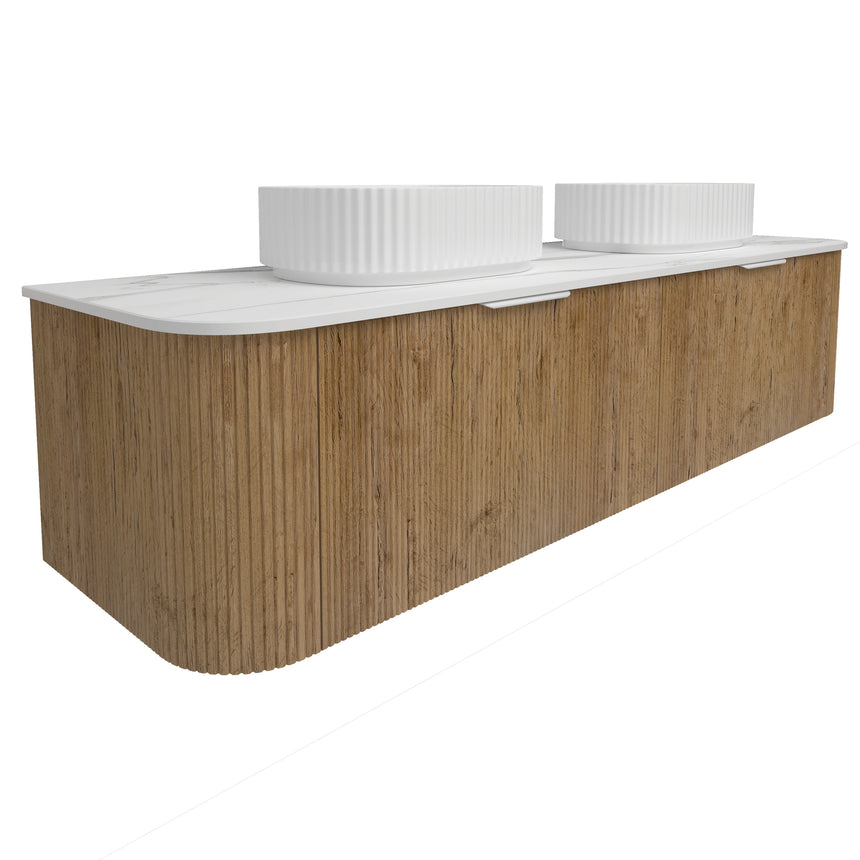 Agena Fluted Wood Grain Wall Hung Cabinet Prime Oak