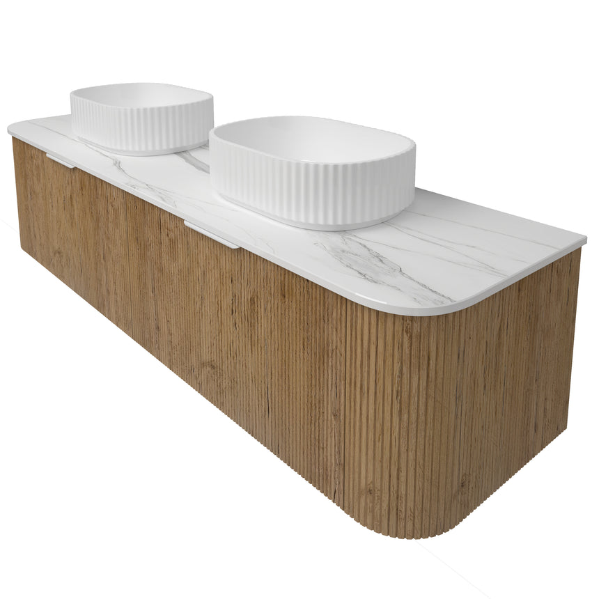 Agena Fluted Wood Grain Wall Hung Cabinet Prime Oak